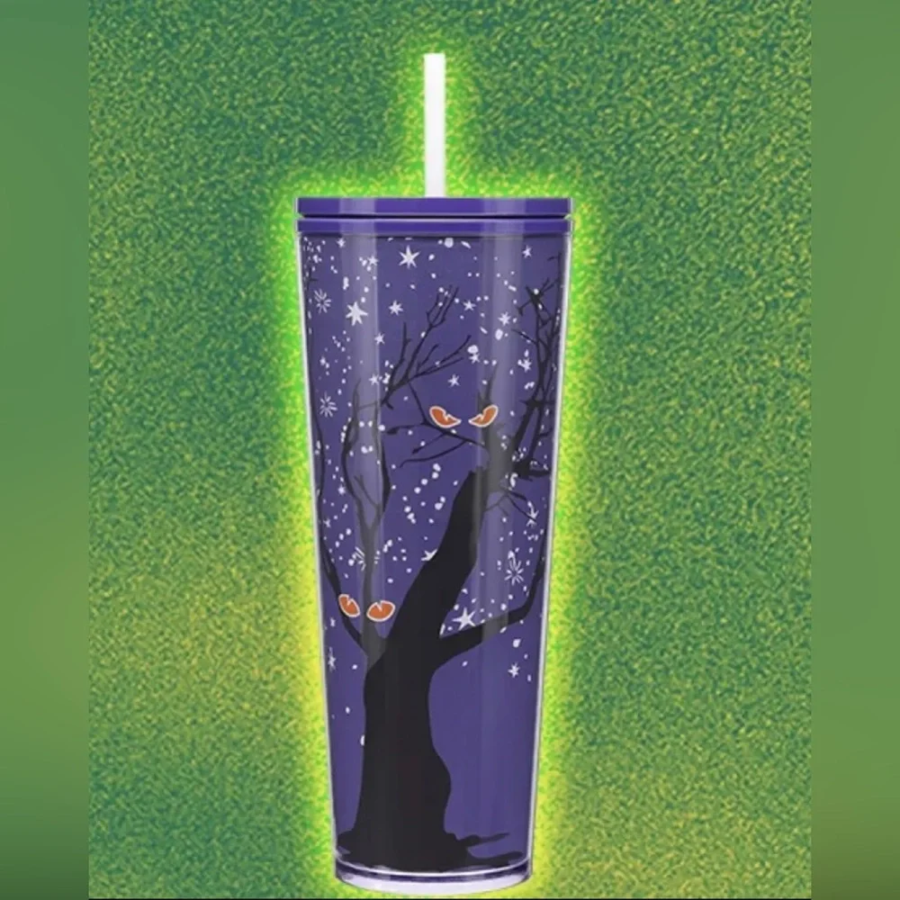 Starbucks 2022 Holiday Purple Preying Eyes Glow in Dark‎ 24oz Tumbler Halloween